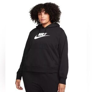 Nike Womens Plus Black & White Logo Hoodie